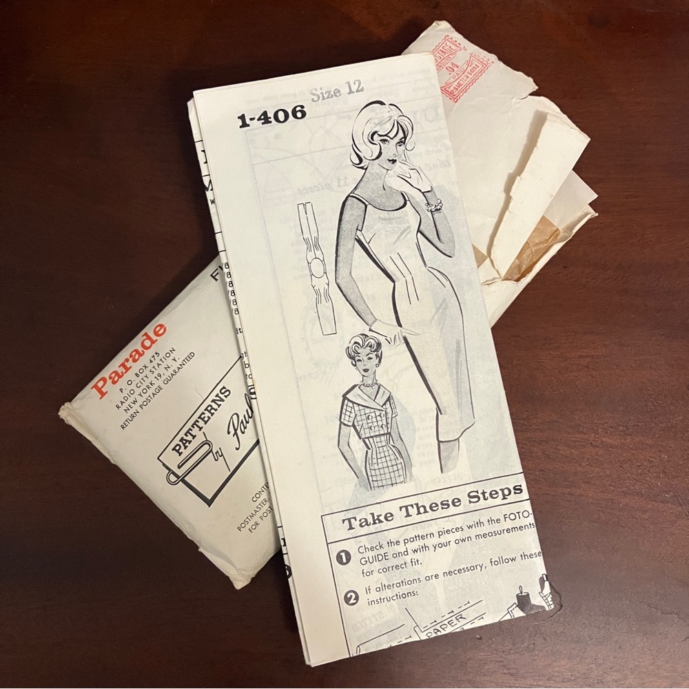 Vintage early 1960s Parade Dress Sewing Pattern 1-406 Size 12